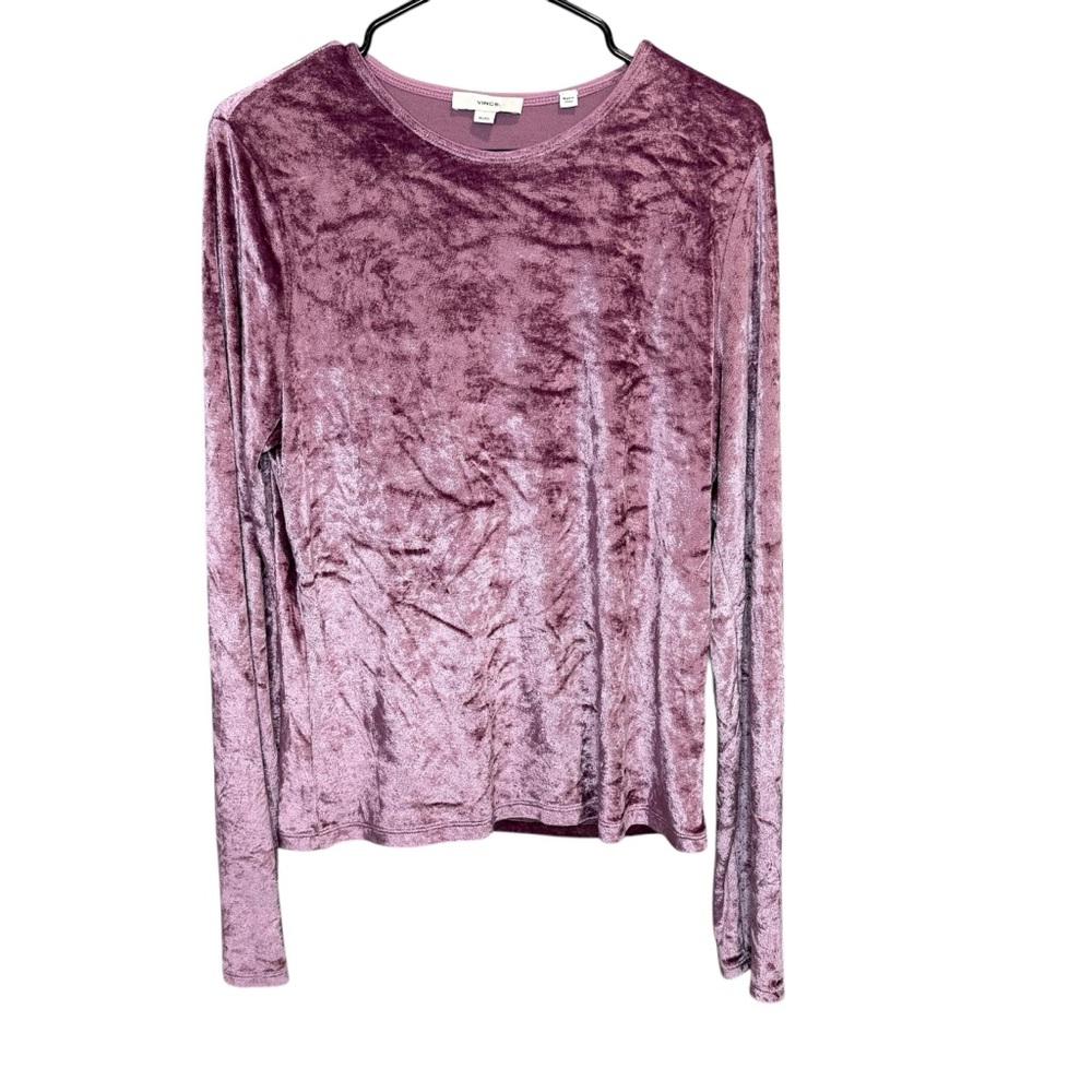 Vince Soft‎ Velour Long Sleeve Crewneck Top Dusty Purple